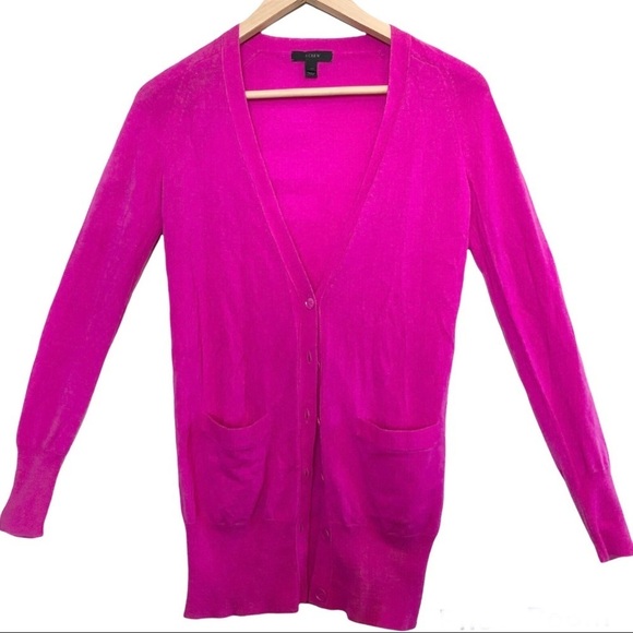 ๐ 6/$60, JCrew Cardigan, 100% Merino Wool, Pink Raspberry, Size XXS - Picture 1 of 5